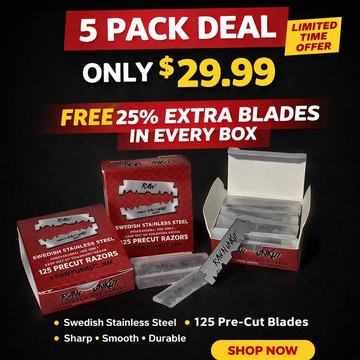 Raw N Unkut Precut Razor Blades Pack of 5 for Professional Barbers