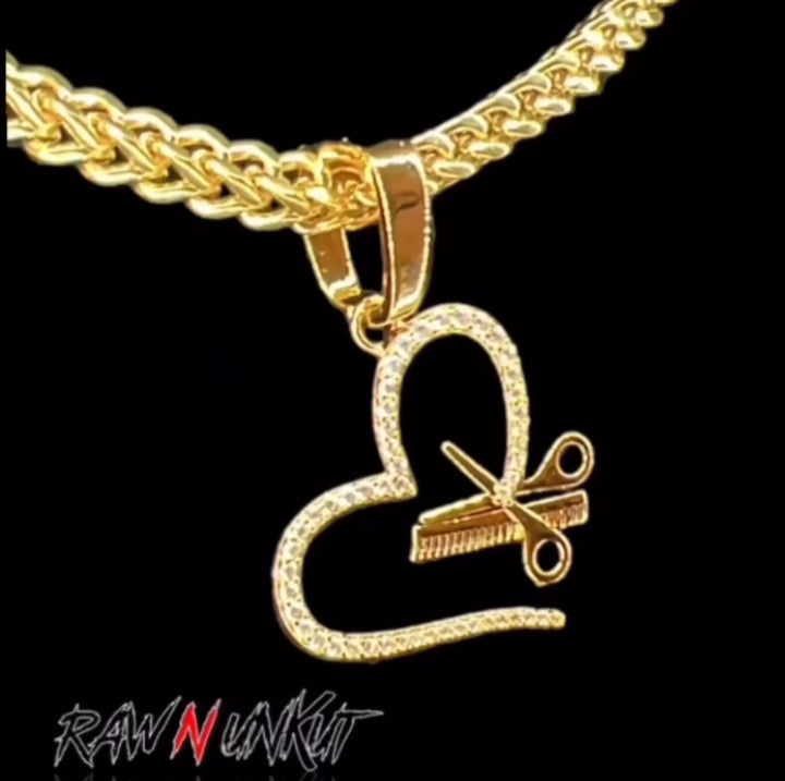 RAW N UNKUT HEART, SCISSOR, COMB PENDANT + CHAIN