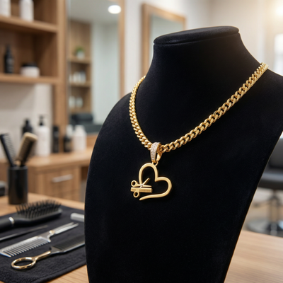 Raw N Unkut Heart, Scissor, and Comb Pendant Necklace with Chain