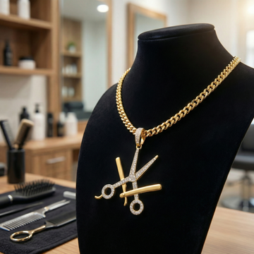 Raw N Unkut Scissor and Razor Holder Pendant Necklace with Chain