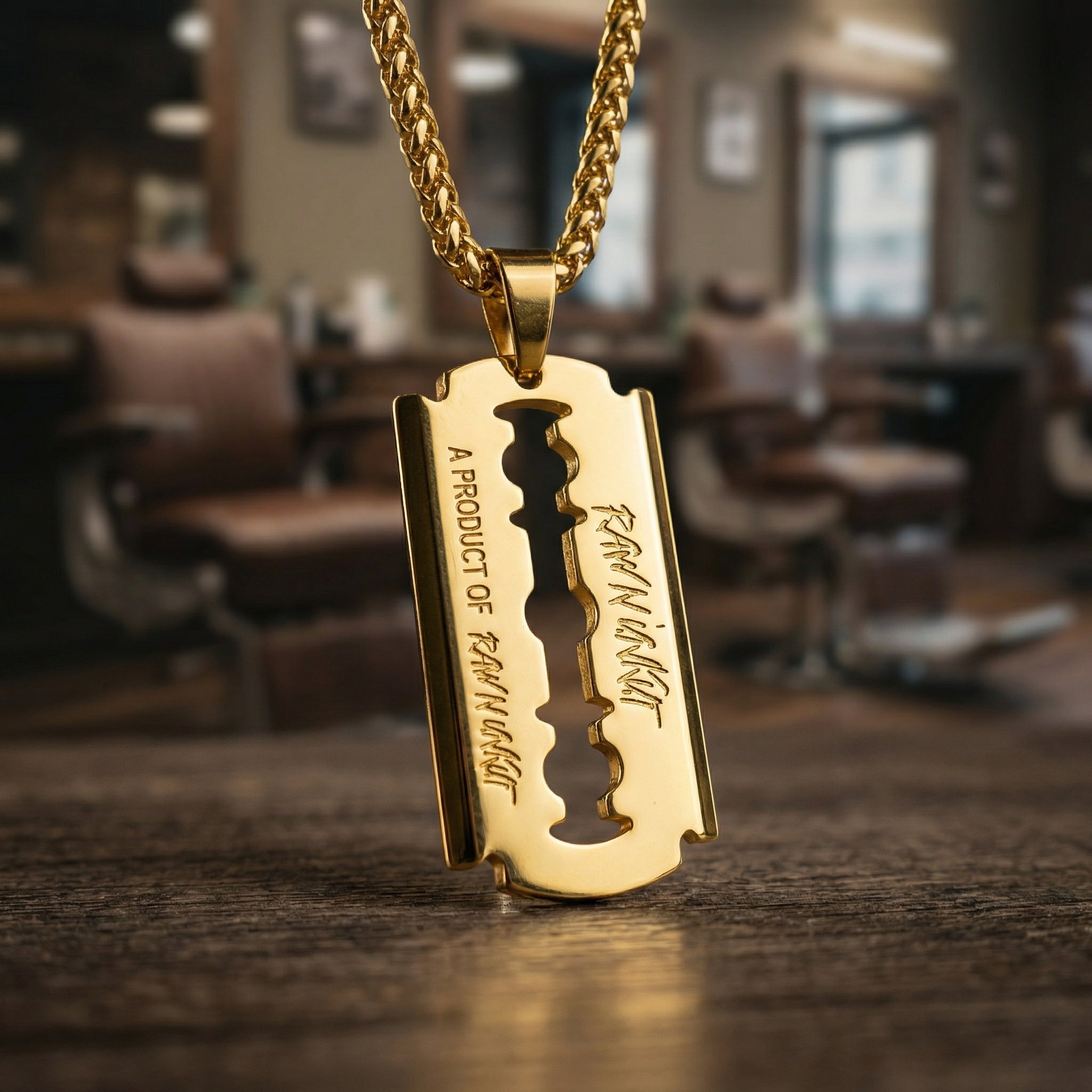 Raw N Unkut Razor Blade Pendant Necklace with Chain