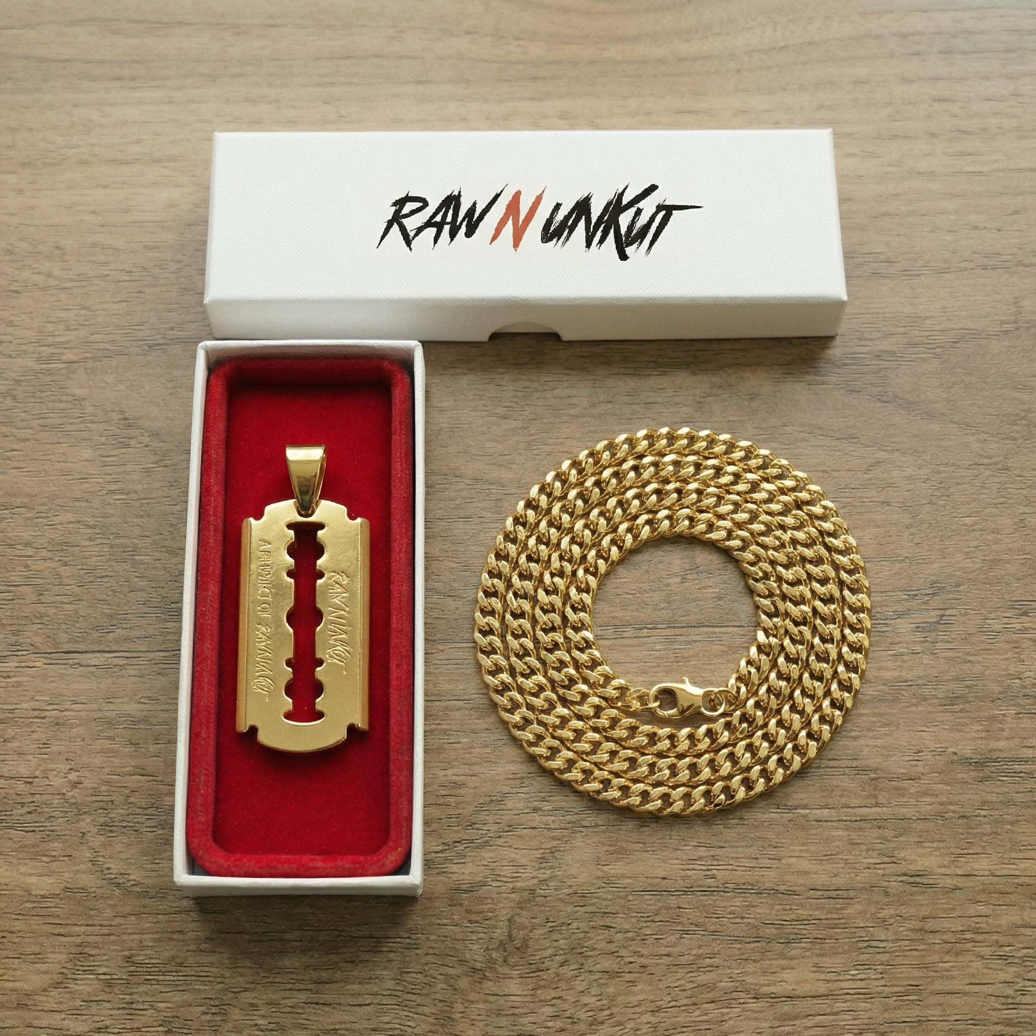 Raw N Unkut Razor Blade Pendant Necklace with Chain