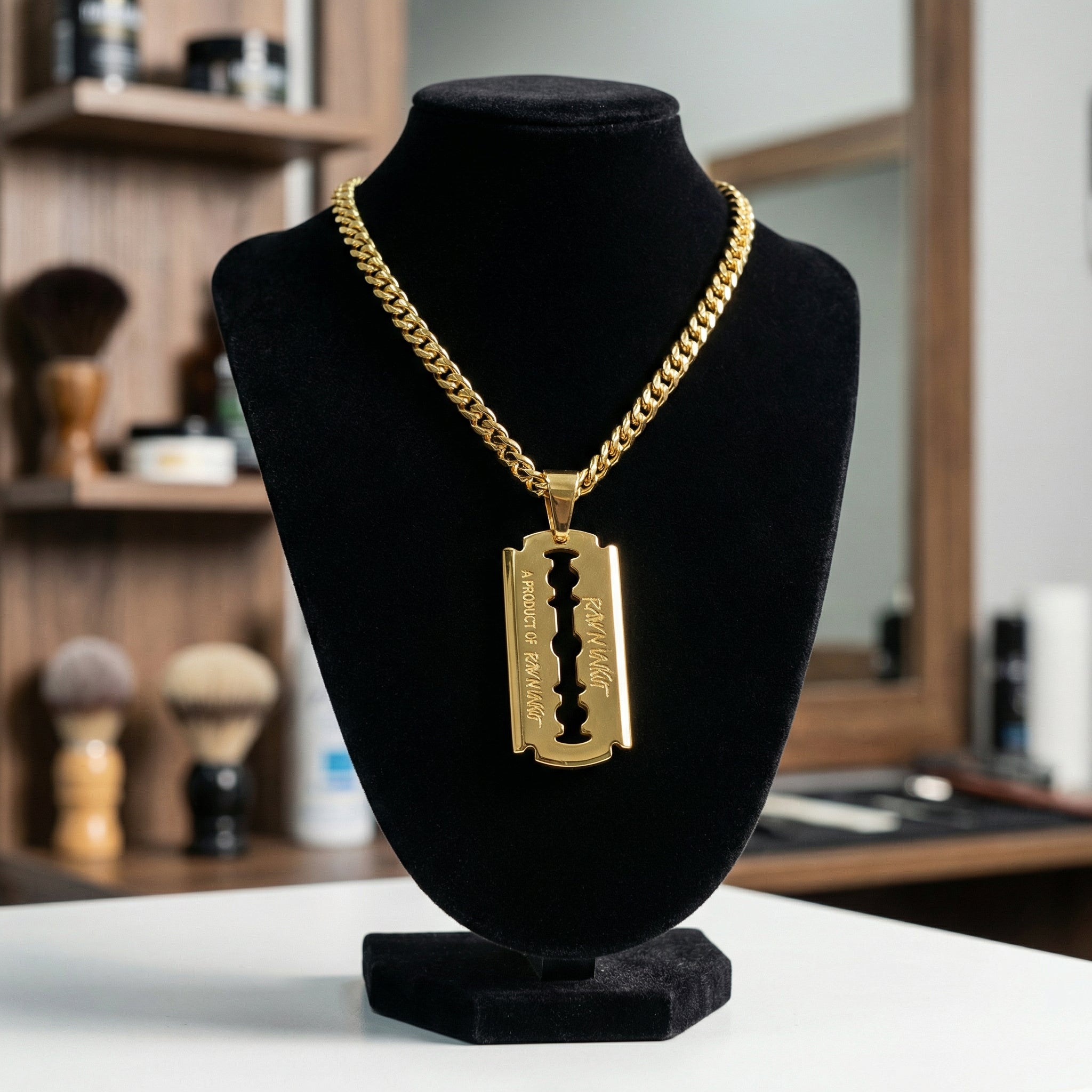 Raw N Unkut Razor Blade Pendant Necklace with Chain