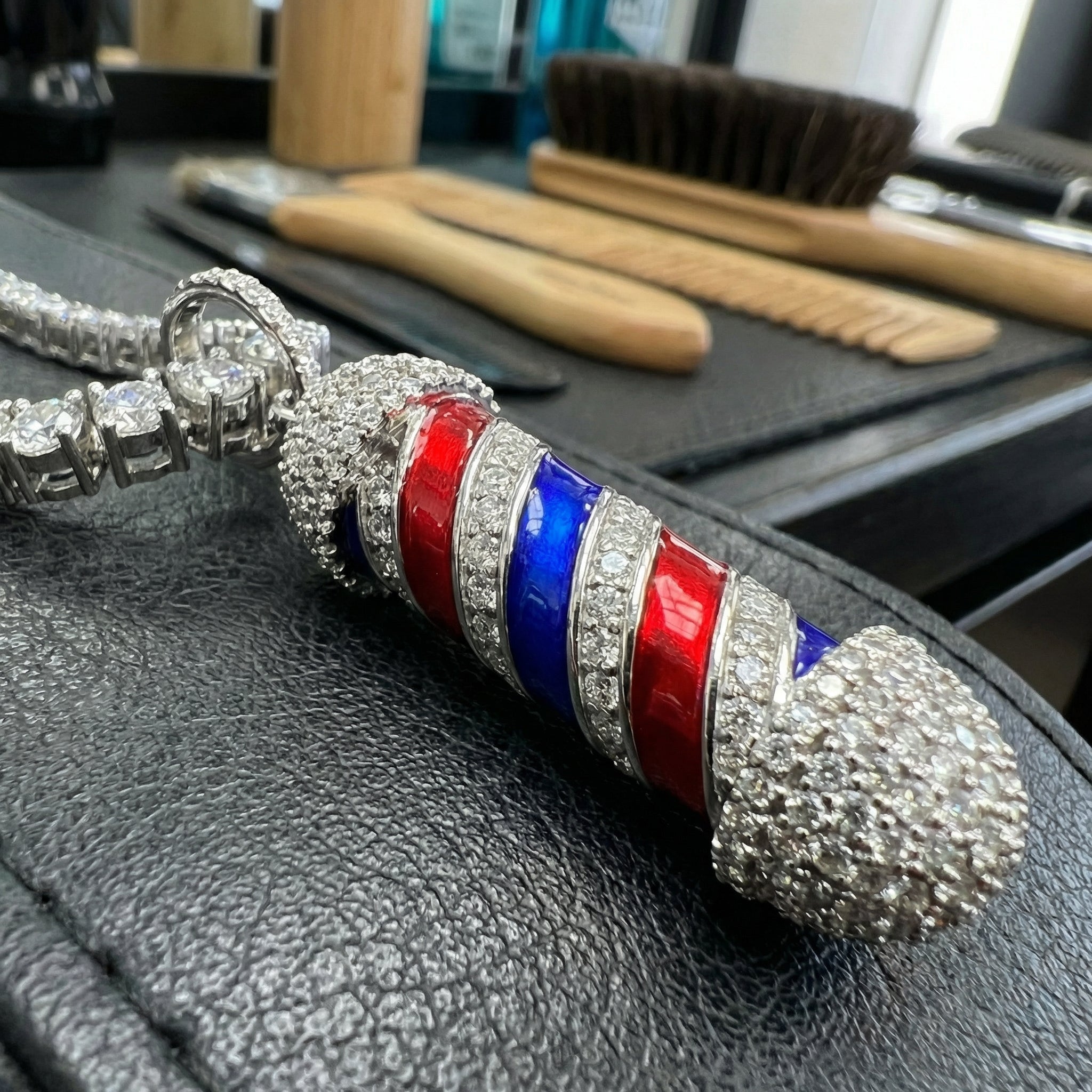 Barber Logo Pendant Necklace with Chain