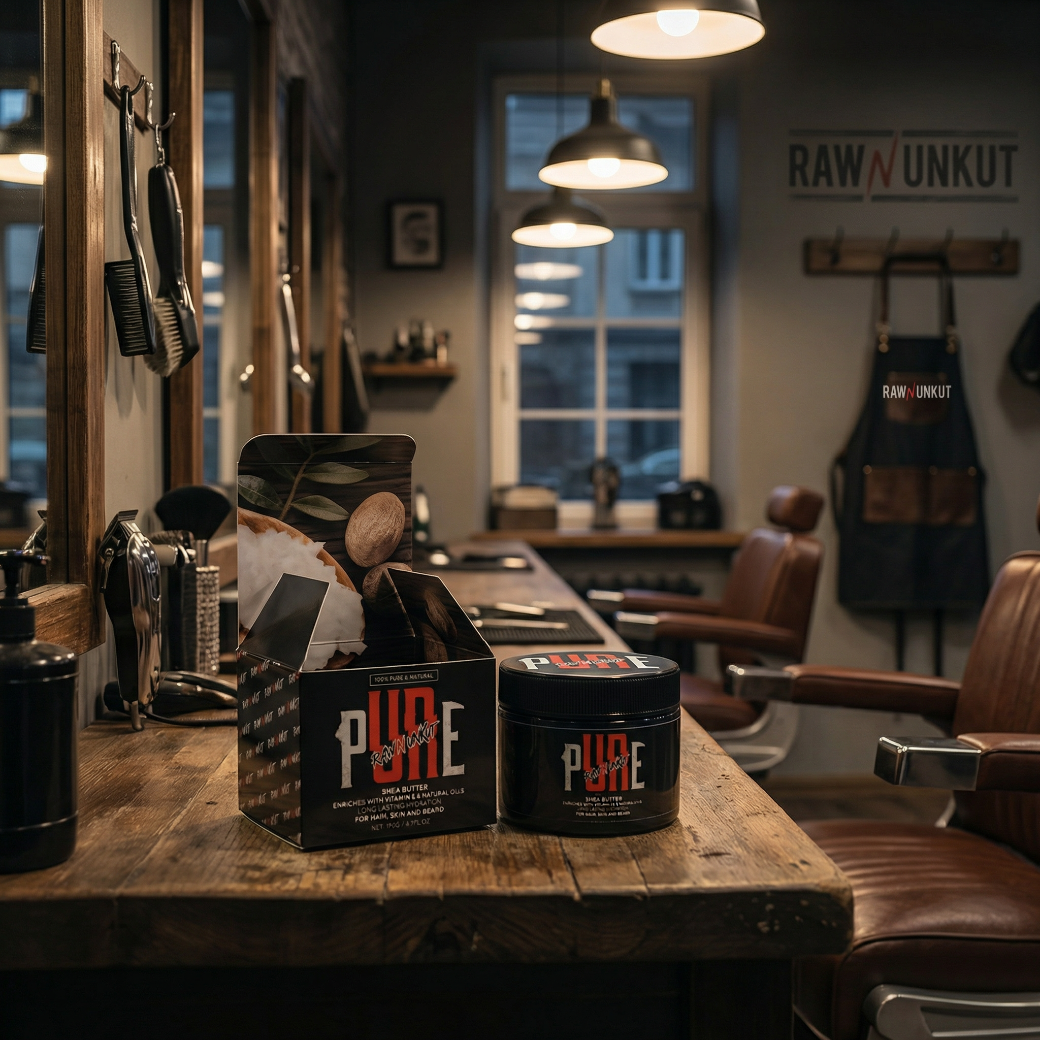 PURE Raw N Unkut Shea Butter – Hair, Skin & Beard Moisturizer (120g)