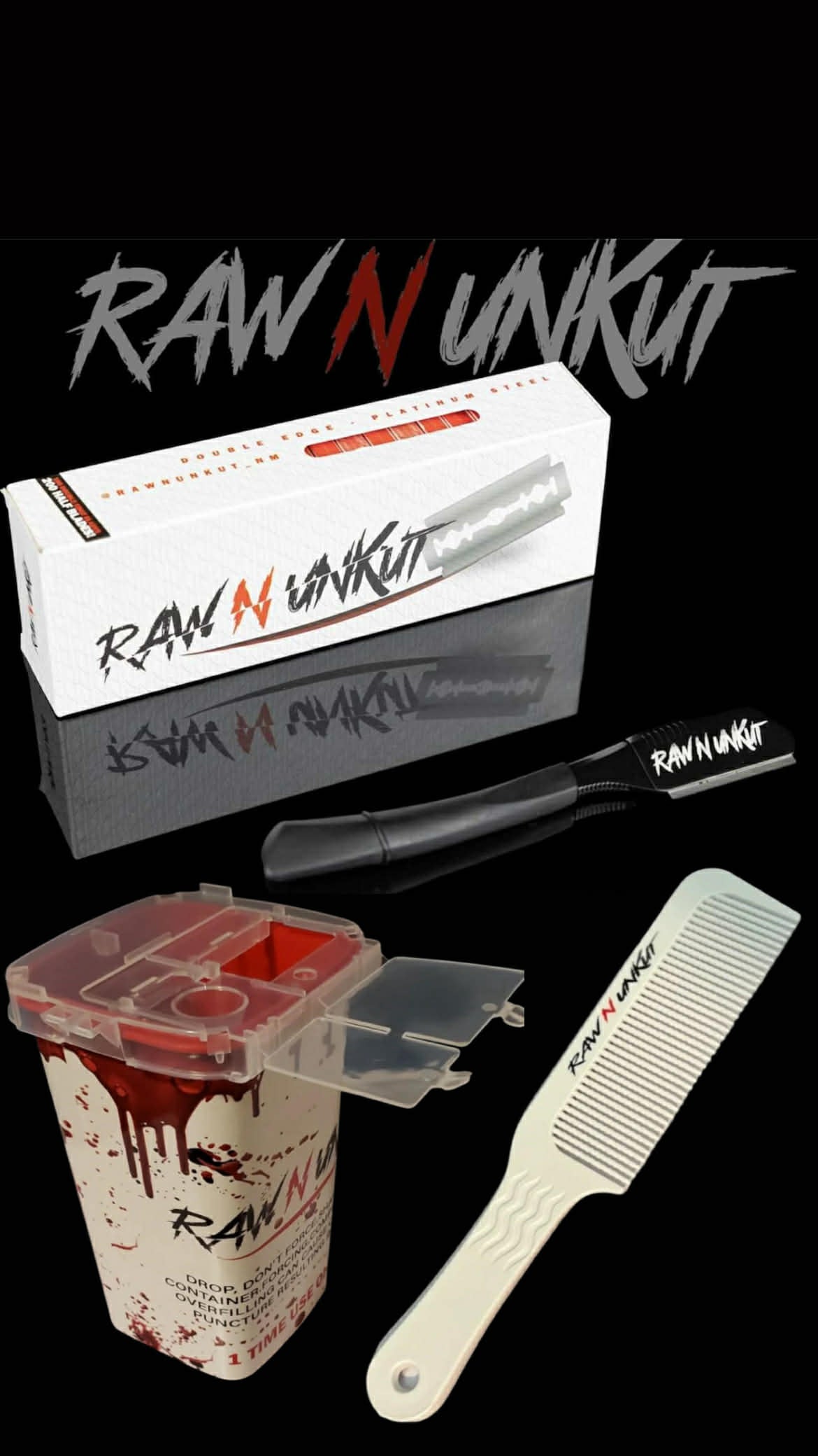 Barber Starter Kit Razor Holder, Blade Pack, Sharp Container, and Gripper Comb