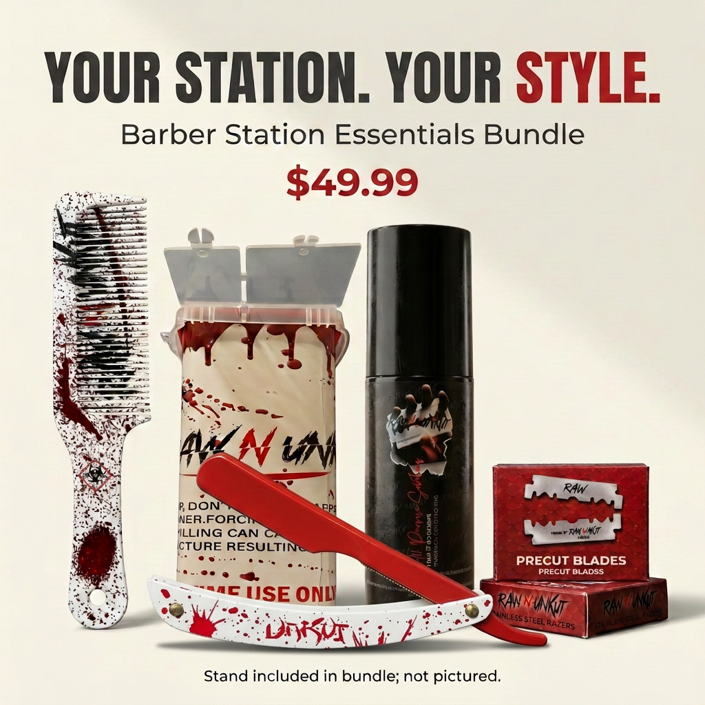 RAW N UNKUT Halloween Barber Essentials Bundle | 7-Piece Station Restock